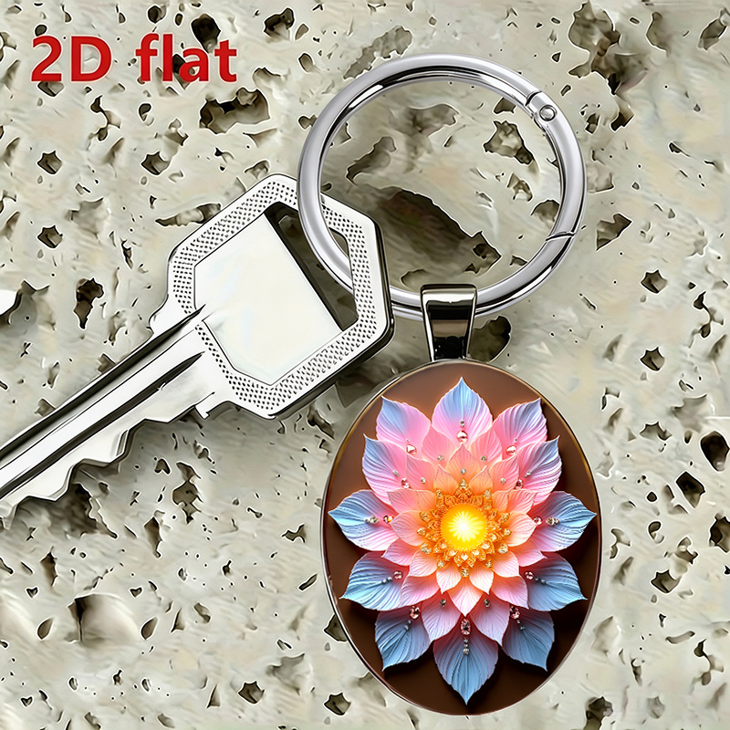 Exquisite Digital Style Lotus Pattern Key Chain